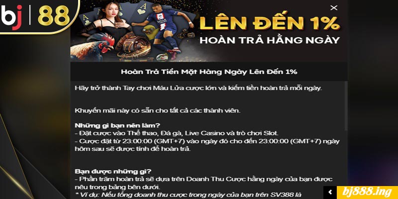 Tận hưởng cá độ online 24/7 không lo thiếu vốn với hoàn trả lên đến 1%